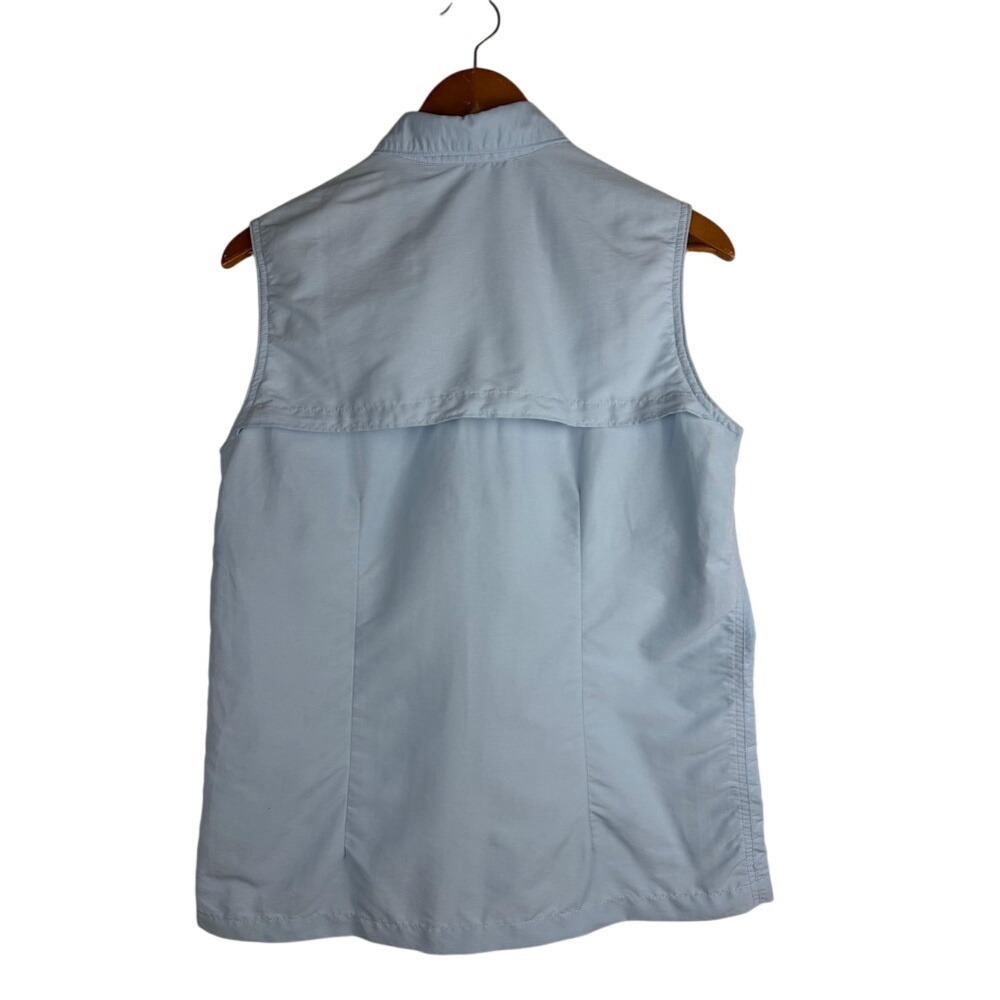 LL Bean Women's M Vented Button Up Light Blue Hiking Fishing Tank Shirt Nylon - Picture 2 of 10